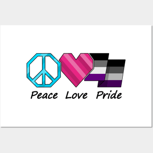 Peace, Love, and Pride design in Asexual pride flag colors Posters and Art